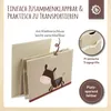 A fabric storage box with a cartoon donkey design, shown open and partially folded, with text overlays highlighting its features. Voir les images du produit
