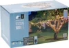 The image shows the product packaging for a set of solar-powered LED string lights, displayed on a box with a picture of the lights decorating a tree in a garden. Produktbild-Vorschau