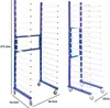Two blue drying racks with white bars are shown against a white background. Dimensions are indicated with text and lines. Anteprima dell’immagine prodotto