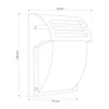 A line drawing of a black outdoor wall light with dimensions indicated. Produktbild-Vorschau