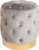 Eleganter Hocker MODERN BAROCK 37cm edel-grau gold Samt Produktbild-Vorschau 8