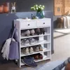 FineBuy Design Schuhregal 60 x 79 x 24 cm Flurregal Weiß Produktbild-Vorschau 1