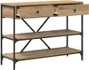 A console table with drawers and shelves against a white background. Náhľad obrázku produktu