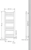 Technical drawing of a radiator with dimensions and specifications. Náhľad obrázku produktu