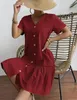 ASKSA Damen Sommerkleid Button Down Leinenkleid Strandkleid Produktbild-Vorschau 4