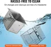 A stainless steel deep fryer basket and oil tank are shown submerged in water, highlighting their ease of cleaning. Anteprima dell’immagine prodotto
