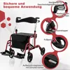 COSTWAY Rollator se sedadlem skládací lehký, 2v1 invalidní Náhled obrázku produktu 6