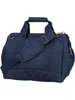 A navy blue quilted duffel bag with gold hardware and a detachable shoulder strap is shown against a white background. Náhled obrázku produktu