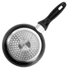 The underside of a black frying pan with a silver, textured base and a black handle. Produktbild-Vorschau