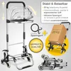 A collage of images showcasing a shopping trolley and its features, including text overlays and diagrams. Produktbild-Vorschau