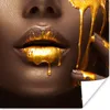 MuchoWow® Poster Frau - Gold - Lippen 30x30 cm - Wandposter Produktbild-Vorschau 1