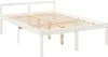 A white wooden bed frame with a slatted base is shown against a white background. Produktbild-Vorschau