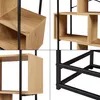 Collage of close-up shots of a wooden bookshelf with black metal frame. Náhled obrázku produktu