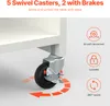 Close-up of a white table leg with a swivel caster, highlighting its features. Voir les images du produit
