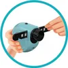 Hands holding and operating a blue projector toy. Voir les images du produit