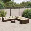 Design 11-tlg. Garten-Sofagarnitur mit Kissen Braun Poly Produktbild-Vorschau 1