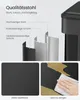 Diagram showing the layers of the steel construction of a product, with close-ups of a matte surface and a cleaning demonstration. Produktbild-Vorschau