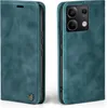 A teal flip-style phone case for a Xiaomi Redmi Note 13 5G is shown from two angles, front and back. Produktbild-Vorschau