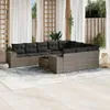 vidaXL 11-tlg. Garten-Sofagarnitur mit Kissen Grau Poly Produktbild-Vorschau 2