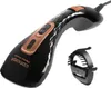 A black and copper handheld garment steamer with an accessory attachment. Podgląd zdjęcia produktu
