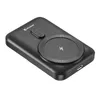 A black power bank with a magnetic charging surface is shown against a white background. Podgląd zdjęcia produktu