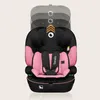 A black and pink car seat with a graphic overlay indicating adjustable height. Podgląd zdjęcia produktu