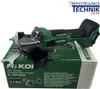 A cordless disc grinder is displayed on its packaging box. Produktbild-Vorschau