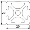 Länge 2000mm - Design-Aluminiumprofil 20x20L 2 Nuten Produktbild-Vorschau 2