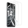 A smartphone screen protector and camera lens protector are shown on top of a smartphone. Produktbild-Vorschau