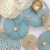 tableau mural 3D "Lotus" en métal doré / turquoise, 125x60 Voir les images du produit 3