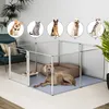 A dog pen set up indoors with a dog lying inside, and images of different dogs above. Anteprima dell’immagine prodotto