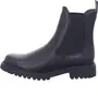 A side view of a black leather Chelsea boot with a lug sole. Voir les images du produit