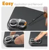 Collage showing the application and removal of a camera lens protector for a smartphone. Produktbild-Vorschau