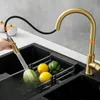 A person is washing vegetables in a kitchen sink with a gold faucet. Produktbild-Vorschau