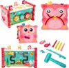 A collage of children's educational toys, including a xylophone-style pounding toy, an owl-shaped clock toy, and a maze toy, along with fishing accessories. Podgląd zdjęcia produktu