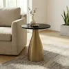 FineBuy Odkládací stolek kulatý 40 cm zlatý s mramorovou Náhled obrázku produktu 2