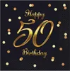 A festive graphic for a 50th birthday celebration with gold text and confetti on a black background. Produktbild-Vorschau