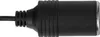 A close-up view of a black electrical adapter with a silver rim. Produktbild-Vorschau