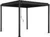 A black pergola with adjustable louvers on a white background. Produktbild-Vorschau