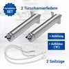 A product shot of two door hinge springs and two cable pulls, with text overlays indicating the contents of the set. Produktbild-Vorschau