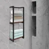 Porte-serviettes, montage mural, double étagère, noir Voir les images du produit 3