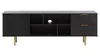 A black TV lowboard with gold metal legs is shown against a white background. Náhled obrázku produktu