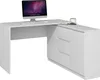 A white L-shaped desk with a computer monitor and keyboard. Voir les images du produit
