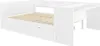 A white wooden bed frame with a slatted base, a built-in desk, and a pull-out trundle bed. Voir les images du produit