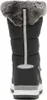 The back view of a black winter boot with a grey fur trim. Produktbild-Vorschau