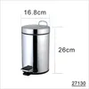 A product shot of a stainless steel pedal bin with dimensions indicated. Náhled obrázku produktu