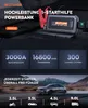 A promotional image for a car jump starter power bank, showcasing its features and capabilities with text overlays and graphics. Produktbild-Vorschau