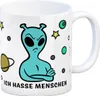 Kaffeebecher mit lustigem Comic Alien Motiv - Ich hasse Produktbild-Vorschau 1