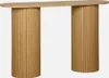A wooden console table with two cylindrical legs. Anteprima dell’immagine prodotto