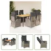 The Living Store 7-tlg. Garten-Essgruppe mit Kissen Grau Produktbild-Vorschau 1